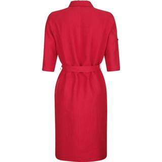 👉 Jurk rood linnen effen vrouwen van zuiver Alba Moda 4055708420113 4055708420076