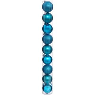 👉 Kerstbal turkoois blauw glans kunststof 9x stuks kerstballen turquoise en mat 6 cm