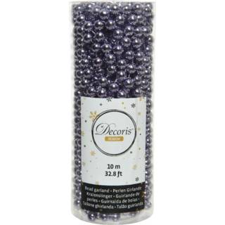 Kerstboom lila paars 1x stuks kralenslingers heide 10 meter kerstslingers