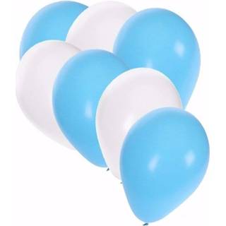 👉 Kleuren ballon blauw wit Oktoberfest - ballonnen 30x stuks blauw/wit