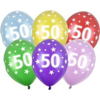 👉 Ballon 6x stuks Leeftijd versiering sterren ballonnen 50 jaar