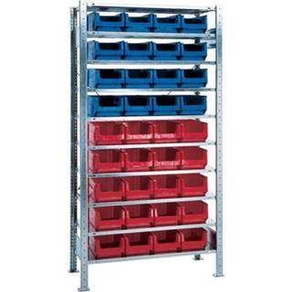 👉 Stellingkast blauw rood | H2000xB1000xD400mm basisstelling 10 stalen legplanken 16 x MK3Z 20 - 9000449844 4054773018317