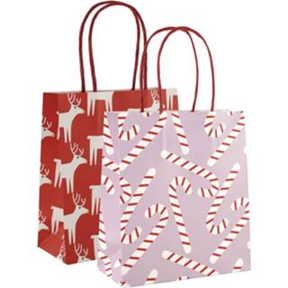 Cadeautas papier HEMA Cadeautasjes 17x15x7 Rendier/zuurstok - 2 Stuks 8720354441404