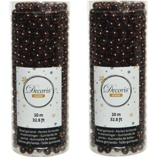 👉 Kerstboom bruin 4x stuks kralenslingers mahonie 10 meter kerstslingers