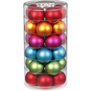 👉 Kerstbal 72x stuks kleine glazen kerstballen gekleurd mix 4 cm