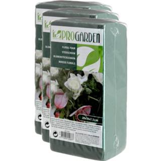 👉 Steekschuim groen 3x stuks steekschuim/oase nat rechthoekig 20 x 10 7 cm