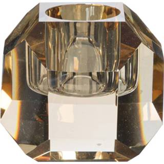 Bruin kristal glas transparant Dinerkaarshouder - licht ø5x4.5 cm 8716963167873