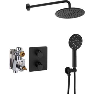 👉 Handdouche zwart Ben Lavion 250 Inbouw Regendoucheset 3 sproeistralen Gestructureerd 8714176042703