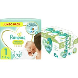 👉 Pamper active Premium Protection Jumbo Pack Maat 1 2-5 kg Maandbox en Pampers Billendoekjes Harmonie Aqua 15x48 =720 doekjes Pakket 6095639934929