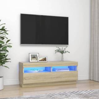 👉 Bruin Tv-meubel met LED-verlichting 100x35x40 cm sonoma eikenkleurig 8720286218679