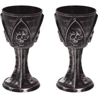 Wijnglas zwart Halloween - Horror kelk wijnglas/drinkbeker 19 cm