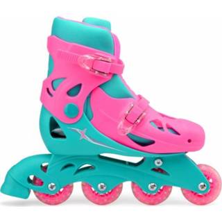 👉 Inline skate roze turkoois EVA kinderen meisjes skaten geen personage Xootz skates hardboot roze/turquoise maat 28-31 5031470232429