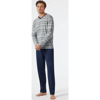 👉 Schiesser pyjama antraciet-blauw gestreept