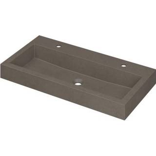 👉 Wastafel quartz beton INK Momento 90x9x45cm 2 kraangaten 1 wasbak 3421422 8718835049034