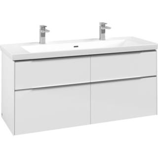 👉 Wastafelonderkast wit aluminium Villeroy & Boch Subway 3.0 met 4 lades greep en softclose 42,9 x 127,2 46,2 cm, briljant white