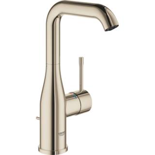 👉 Wastafelkraan essence GROHE 1-gats L-Size met waste en hoge draaibare uitloop 24,4 cm, nickel