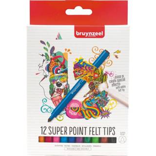 👉 Viltstift stuks viltstiften wit Bruynzeel Super Point, etui met 12 8712079476212