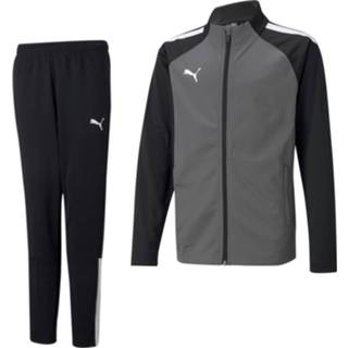 👉 Trainingspak grijs zwart trainingspakken kinderen PUMA teamLIGA Full-Zip Kids