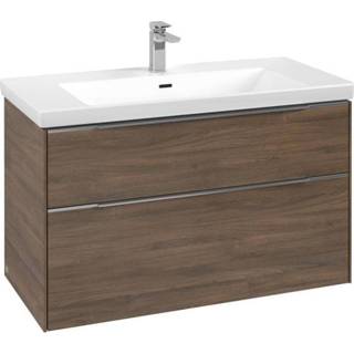 👉 Wastafelonderkast aluminium Villeroy & Boch Subway 3.0 met 2 lades greep en softclose 57,6 x 97,3 46,2 cm, arizona oak