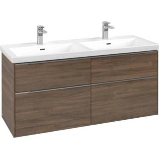 👉 Wastafelonderkast aluminium Villeroy & Boch Subway 3.0 met 4 softclose lades en glanzende greep 127,2 x 46,2 57,6 cm, arizona oak