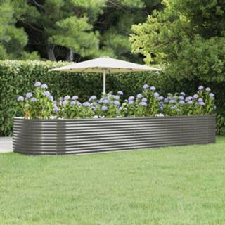 👉 Plantenbak grijs staal 447x140x68 cm gepoedercoat 8720286858127