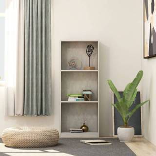 👉 Boekenkast hout grijs met 3 schappen 40x24x108 cm bewerkt betongrijs 8719883787367