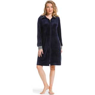 👉 Damesbadjas marine XL blauw vrouwen Rits velvet -(48-50) 8719833367854