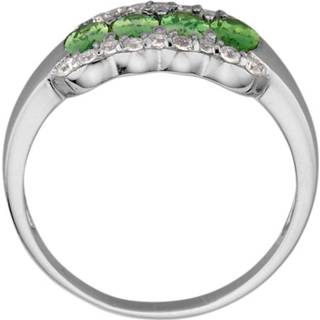 👉 Damesring groen zilver vrouwen echt met tsavorieten en zirkonen 4055707791986