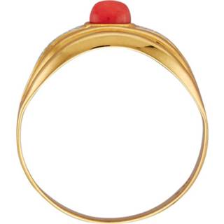 👉 Dames ring legering geel vrouwen rood Damesring met 1 bamboekoraal 4055708313101