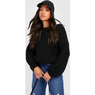 👉 Petite Oversized Dikke Gebreide Premium Trui, Black