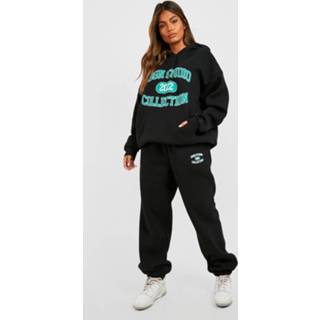 👉 Dsgn Studio Collegiate Trainingspak Met Capuchon En Tekst, Black