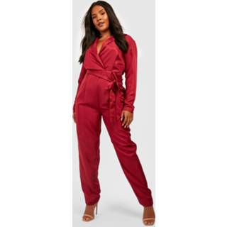 👉 Plus Toelopende Wikkel Jumpsuit, Berry