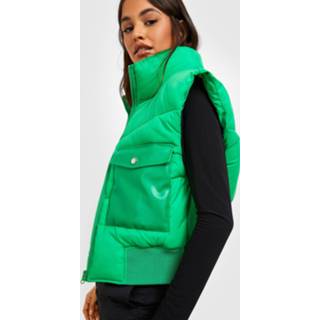 👉 Bodywarmer donkergroen Met Zak Detail, Green