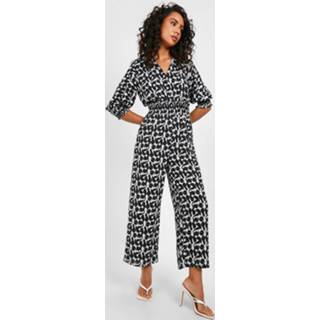 👉 Abstracte Geplooide Culotte Jumpsuit Met Blouse Top, Multi