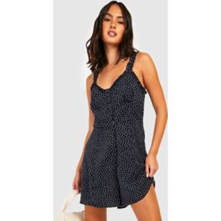 👉 Romper Met Bandjes En Stippen, Navy