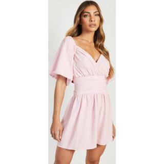 👉 Dobby Mesh Romper Met Pofmouwen, Blush