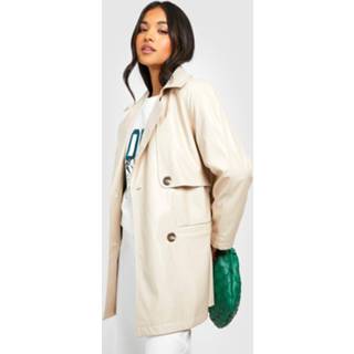 👉 Petite Korte Nepleren Trenchcoat Met Ceintuur, Stone