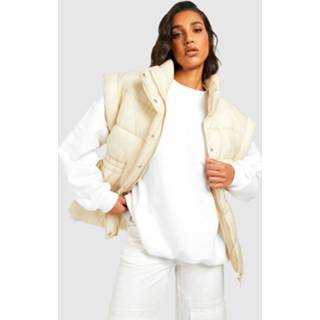 👉 Oversized Gewatteerde Bodywarmer Met Geplooide Taille, Cream