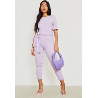 👉 Petite Getailleerde Jumpsuit Met Capemouwen En Ceintuur, Lilac