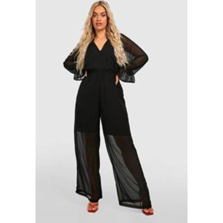 👉 Plus Dobby Wide Leg Jumpsuit, Black