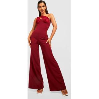 👉 Asymmetrische Kanten Wide Leg Jumpsuit, Wine