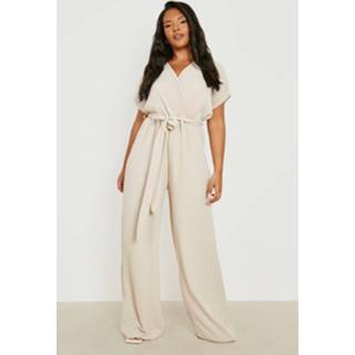 👉 Plus Plisse Wikkel Jumpsuit, Stone