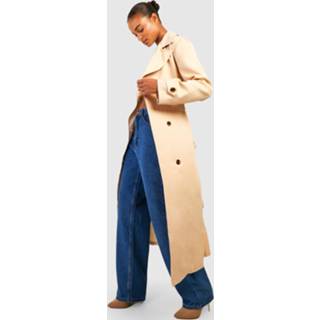 👉 Tall Contrasterende Trenchcoat Met Dubbele Knopen, Beige