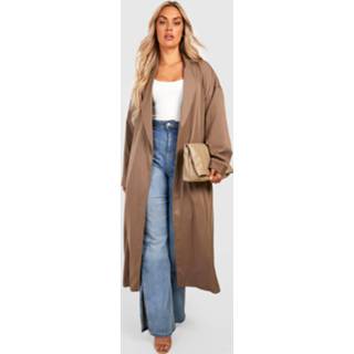 👉 Plus Oversized Long Line Trenchcoat, Chocolate