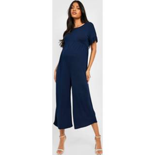 Zwangerschap Culotte Jumpsuit Met Geplooide Mouwen, Navy