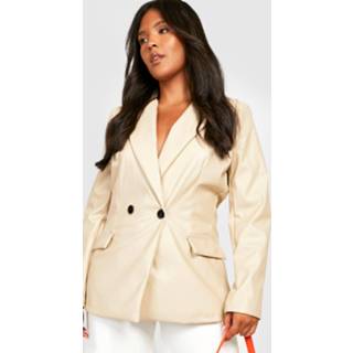 👉 Plus Nepleren Blazer Met Laag Decolleté, Sand