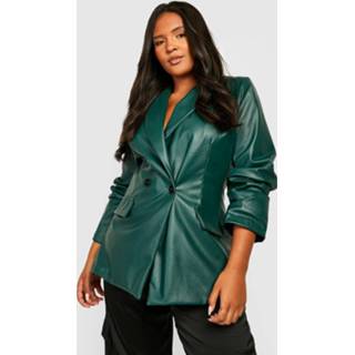 👉 Plus Nepleren Blazer Met Laag Decolleté, Bottle Green