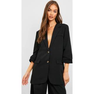 👉 Blazer Met Nephoornen Knopen En Geplooide Mouwen, Black