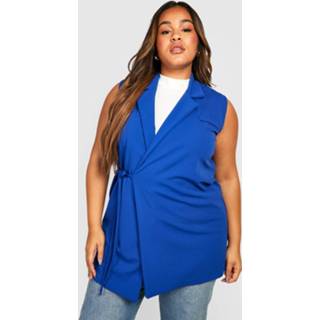 Plus Mouwloze Blazer, Cobalt