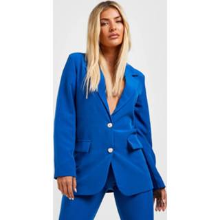 👉 Getailleerde Blazer Met Gouden Knoop Detail, Cobalt